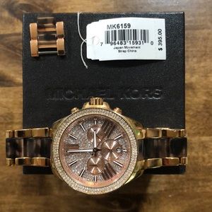 Michael Kors rose gold tortoise watch